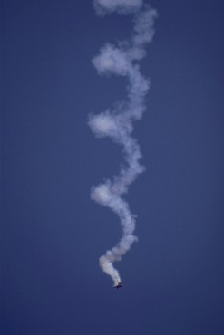 an airplane spiraling